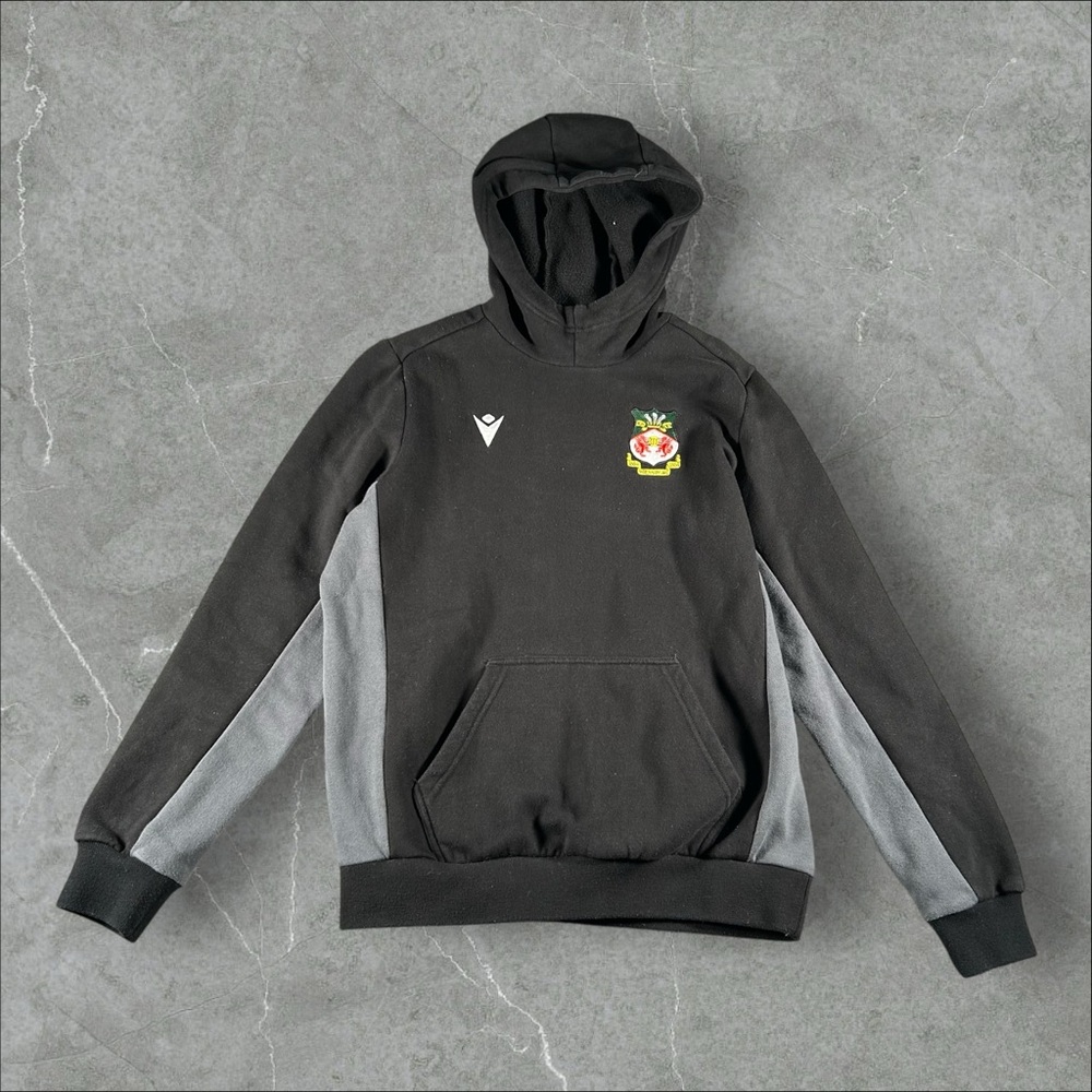 Wrexham AFC Hoodie‎ Mens Small Black Soccer England Pullover Macron Sweatshirt